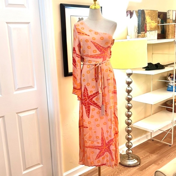 Farm Rio x Anthro,One-Shoulder,Belted,
Starfish Dress, STUNNING, GUC, Size Med - Picture 6 of 11